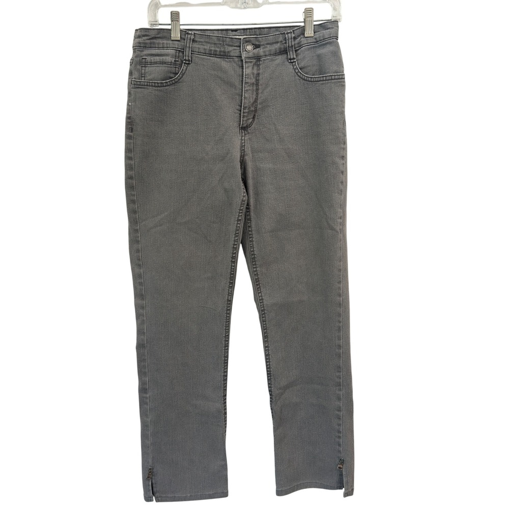 Jones New York Jeans Lexington Straight Grey‎ Denim Rhinestone Pockets 8 Short